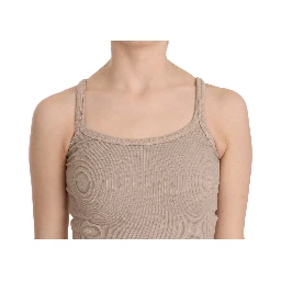 Brown Sleeveless Spaghetti Strap Top Blouse