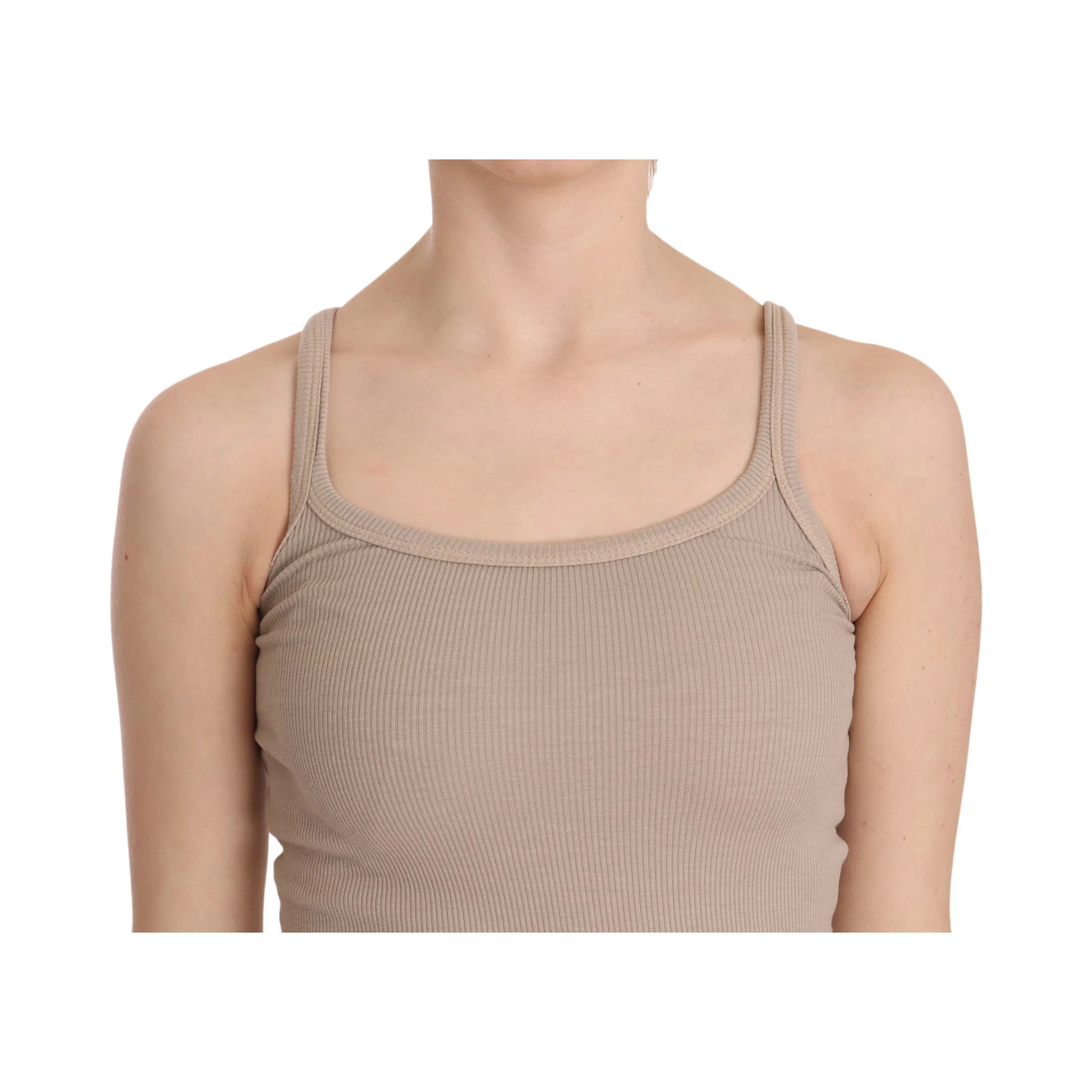 Brown Sleeveless Spaghetti Strap Top Blouse