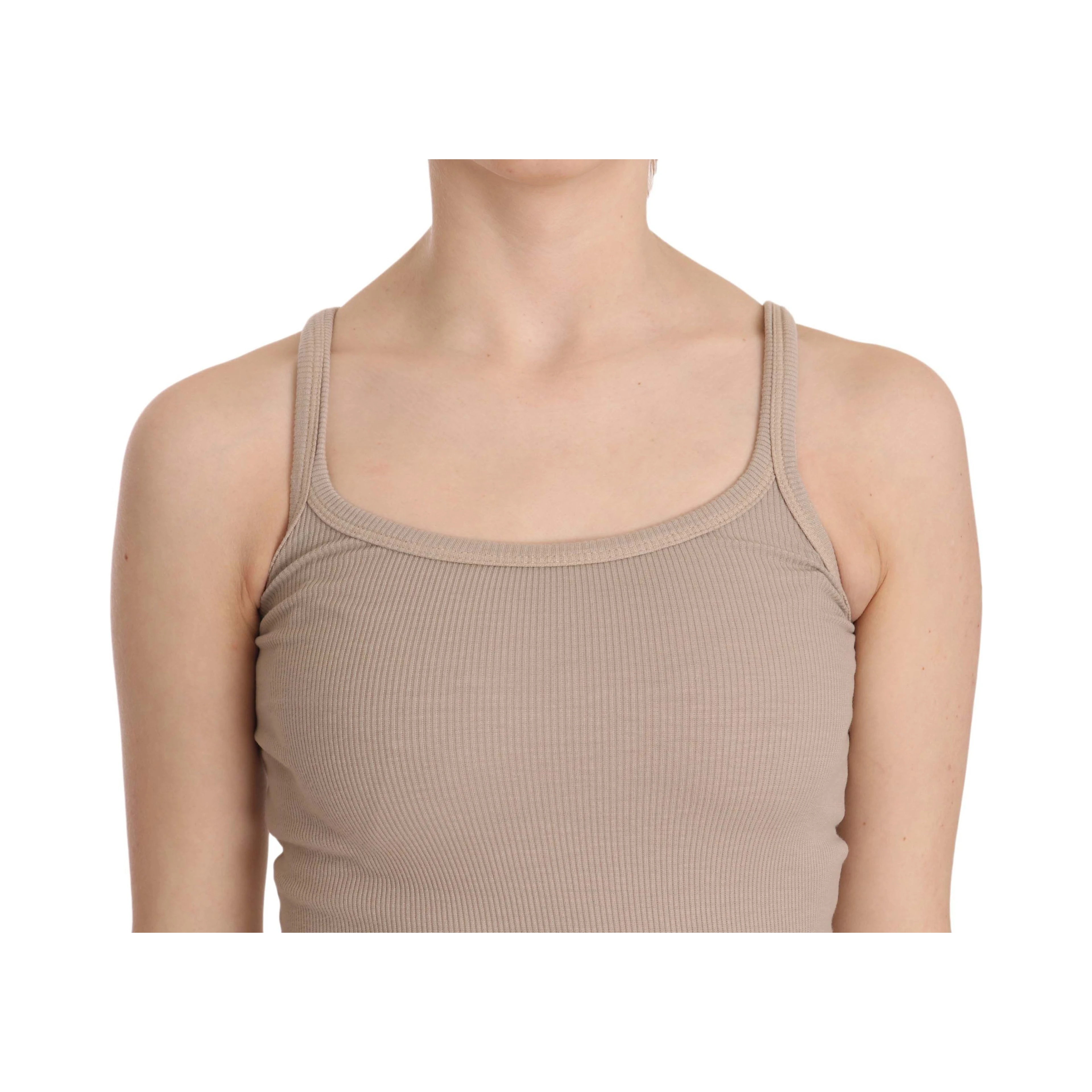 Brown Sleeveless Spaghetti Strap Top Blouse