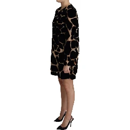 Black Giraffe Print Shift Mini Dress