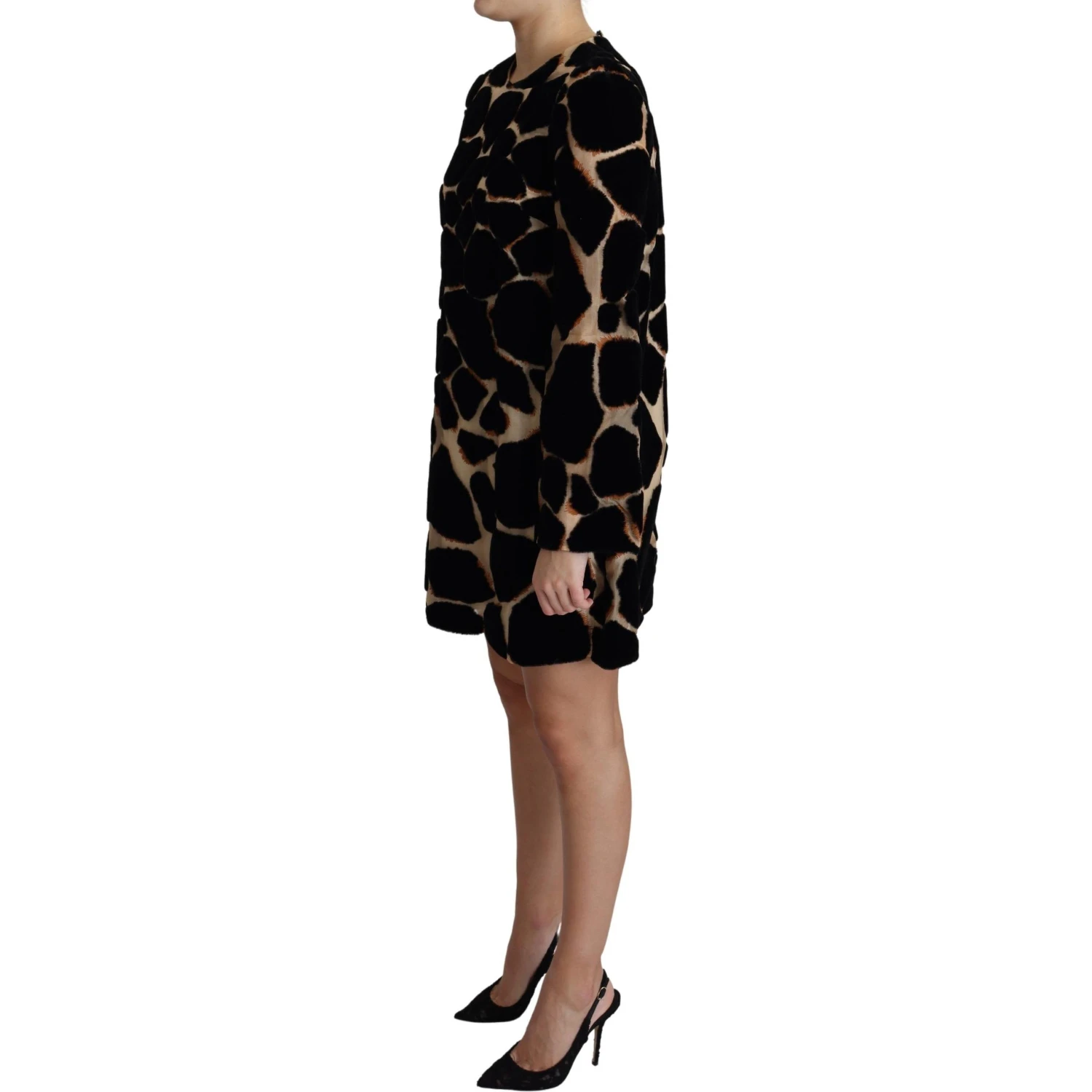 Black Giraffe Print Shift Mini Dress