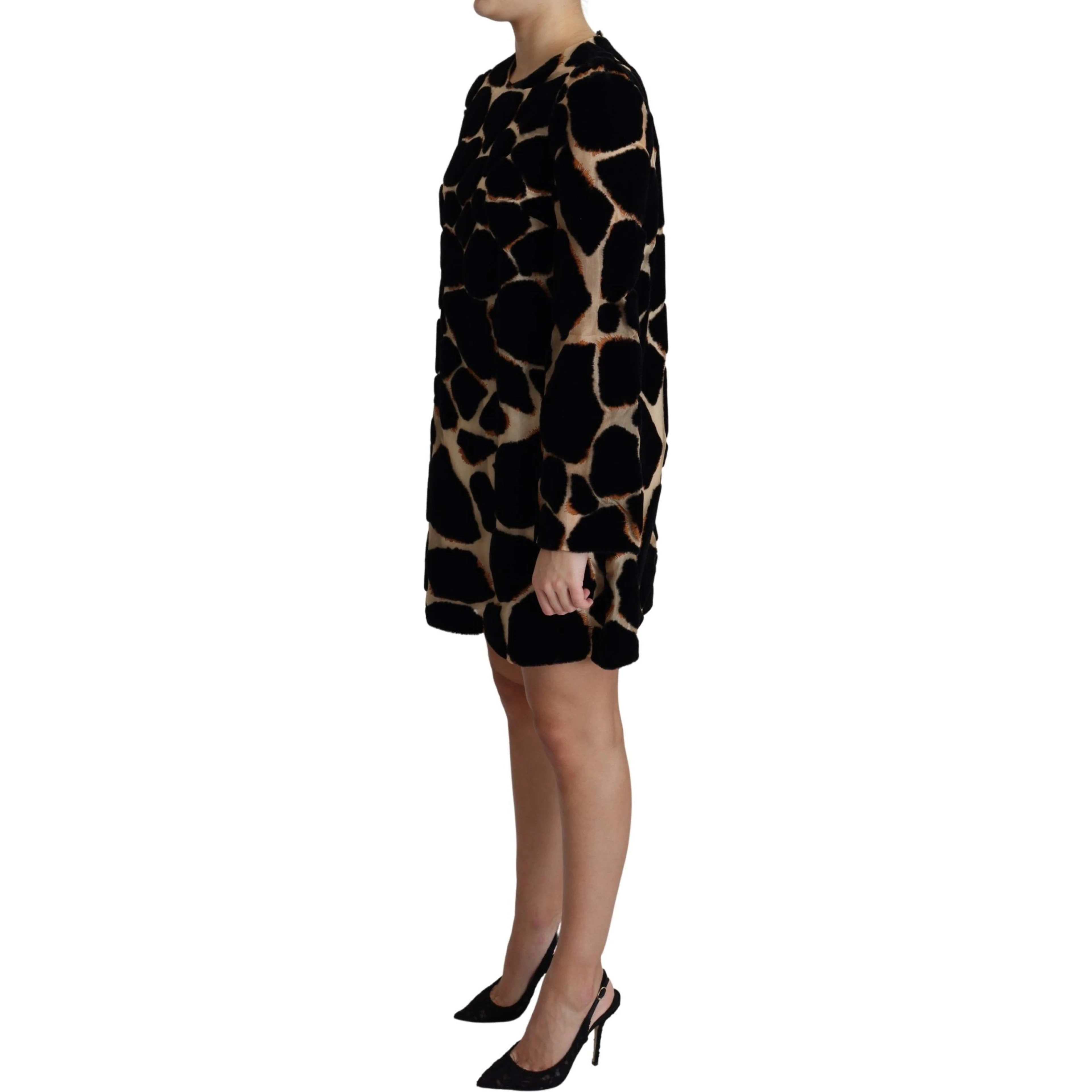 Black Giraffe Print Shift Mini Dress