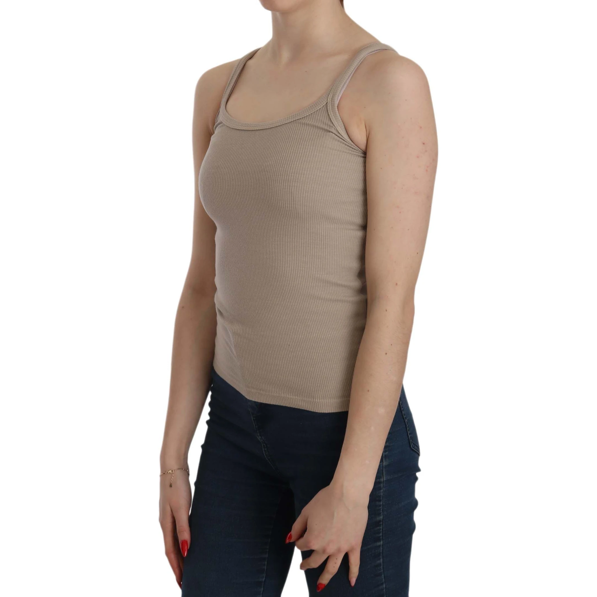 Brown Sleeveless Spaghetti Strap Top Blouse