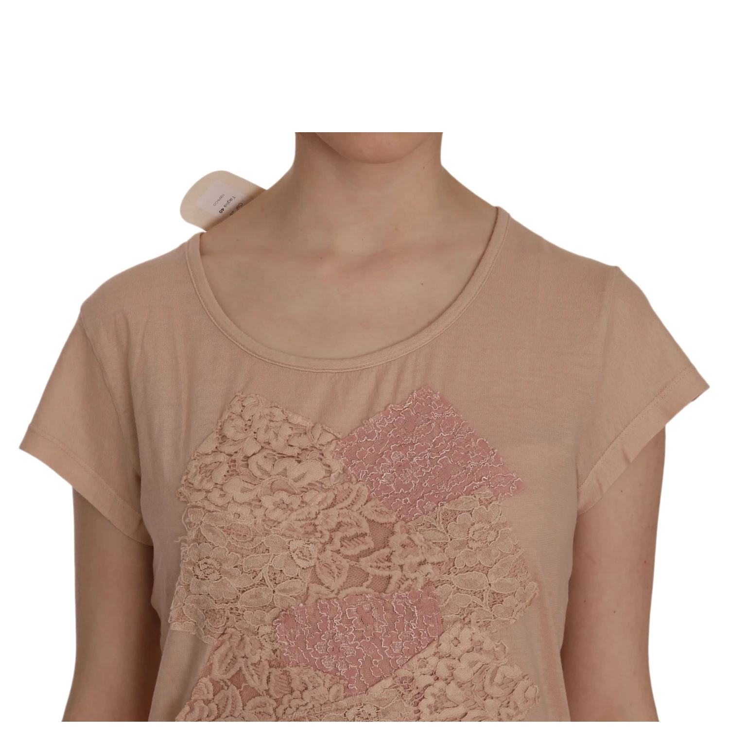 Pink Lace Short Sleeve Shift Mini Dress