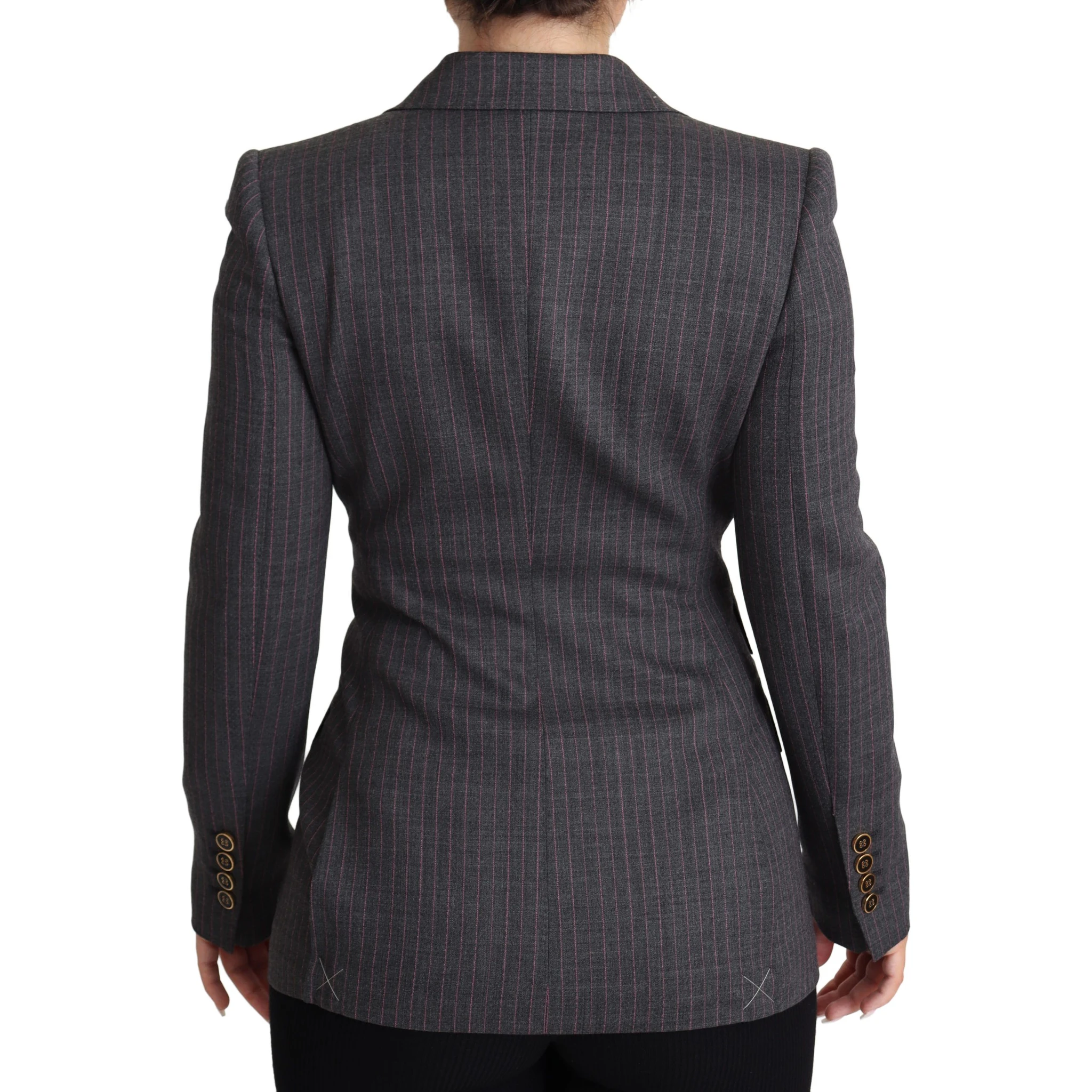 Gray Single Breasted Fitted Blazer Wool Jacket