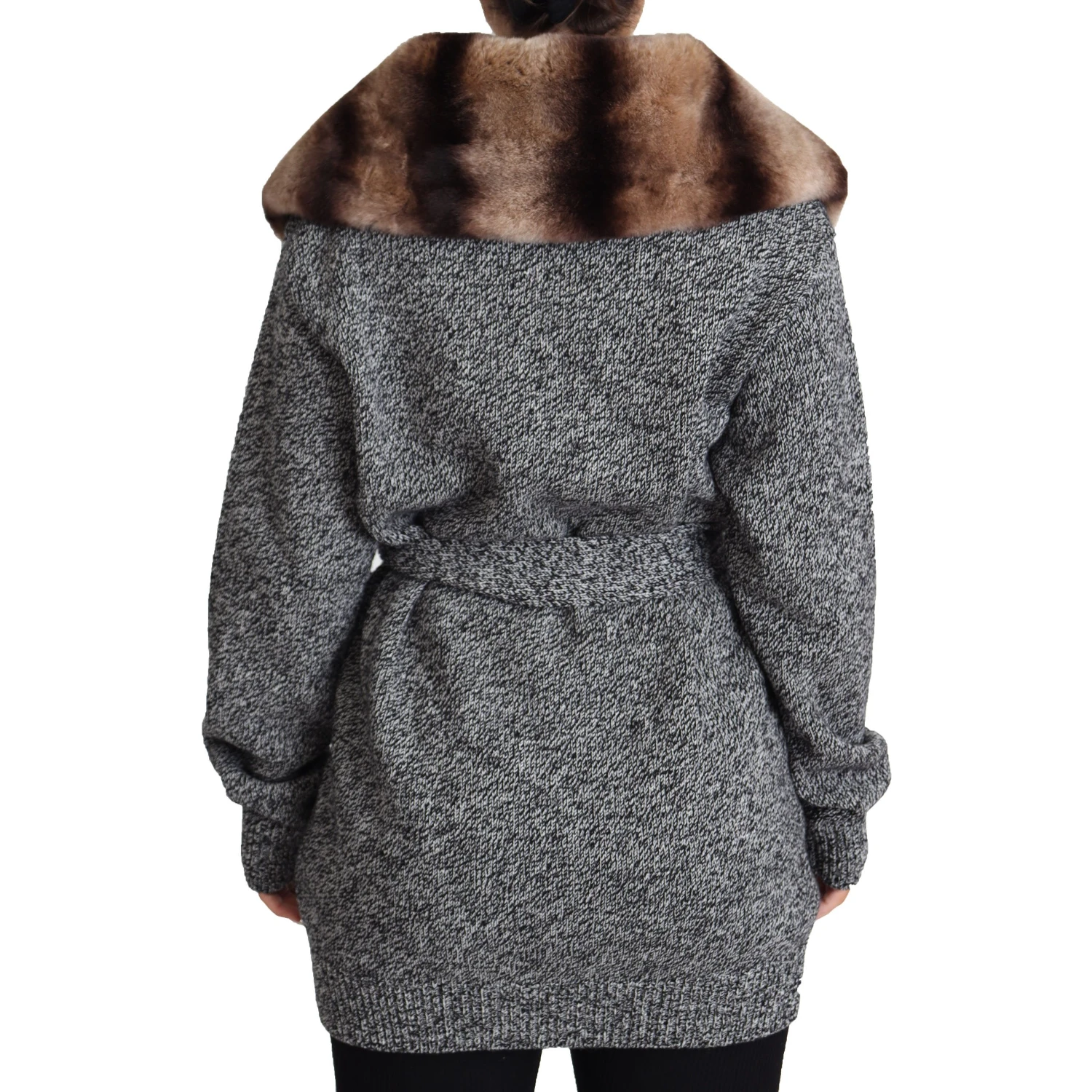 Gray Cardigan Fur Coat Cashmere Jacket