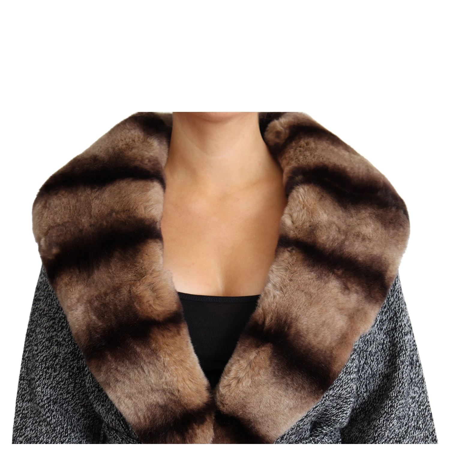 Gray Cardigan Fur Coat Cashmere Jacket
