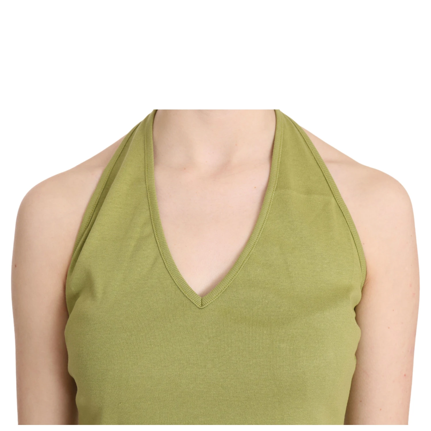 Green Halter Cotton Sleeveless Casual Tank Top Blouse