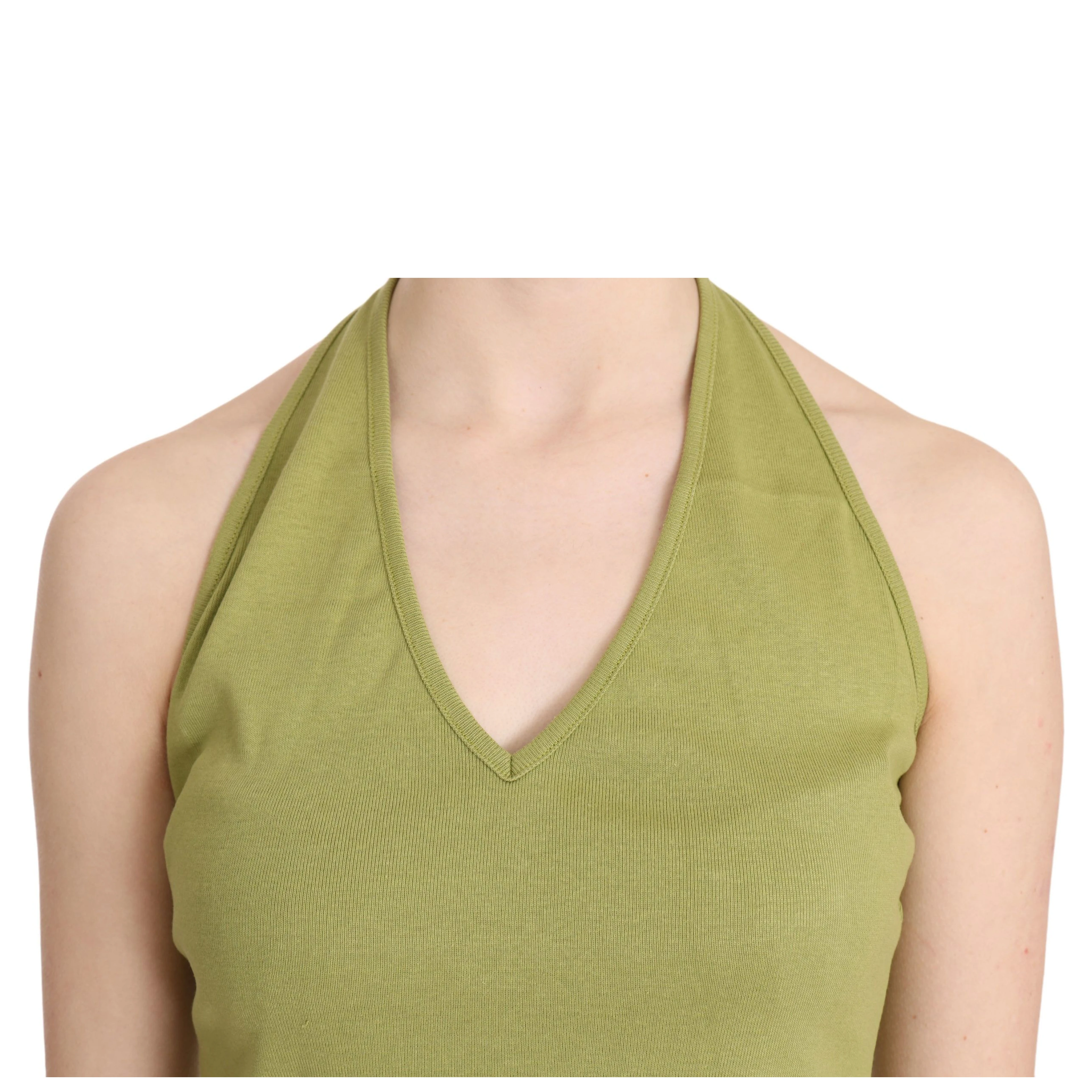 Green Halter Cotton Sleeveless Casual Tank Top Blouse