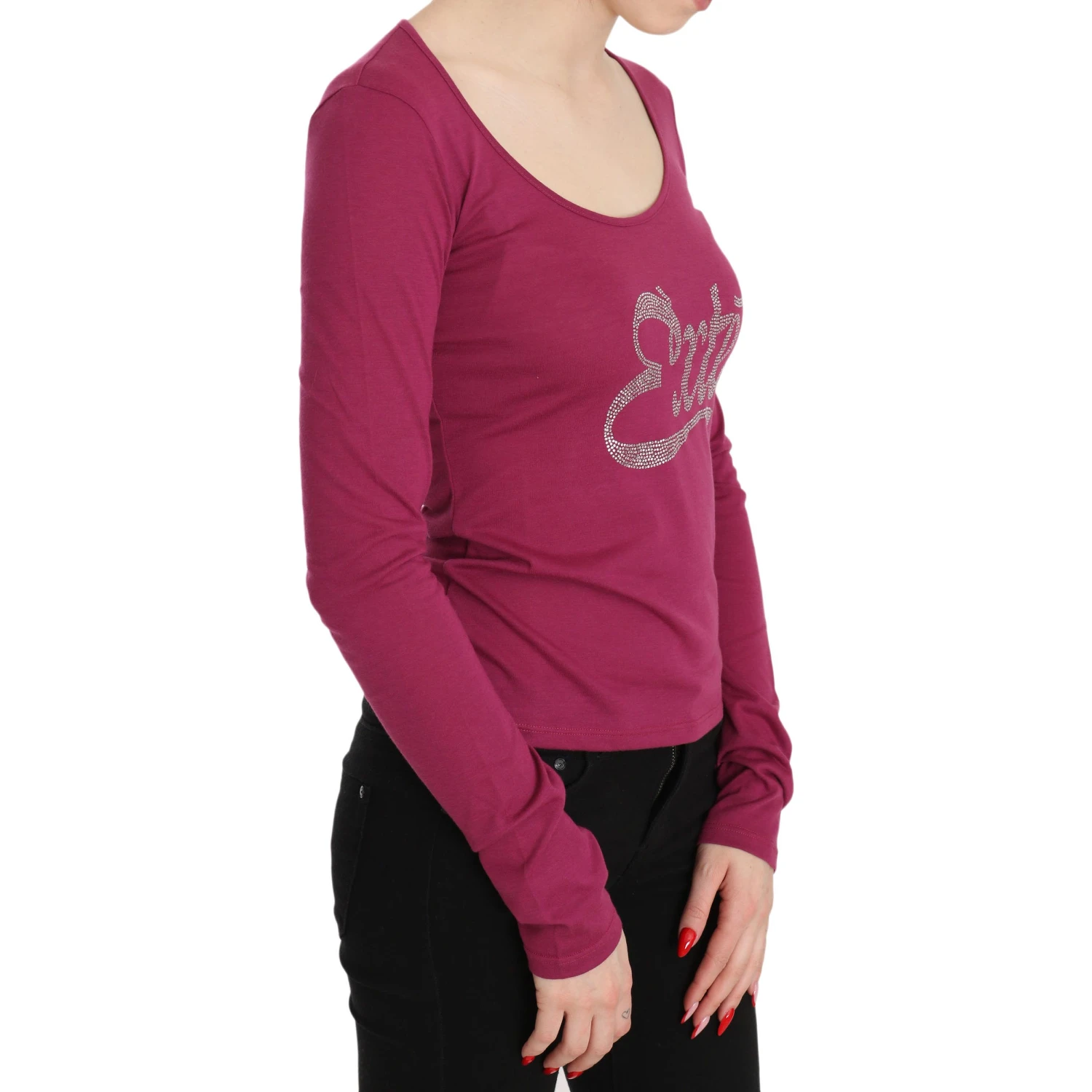 Pink Exte Crystal Embellished Long Sleeve Top