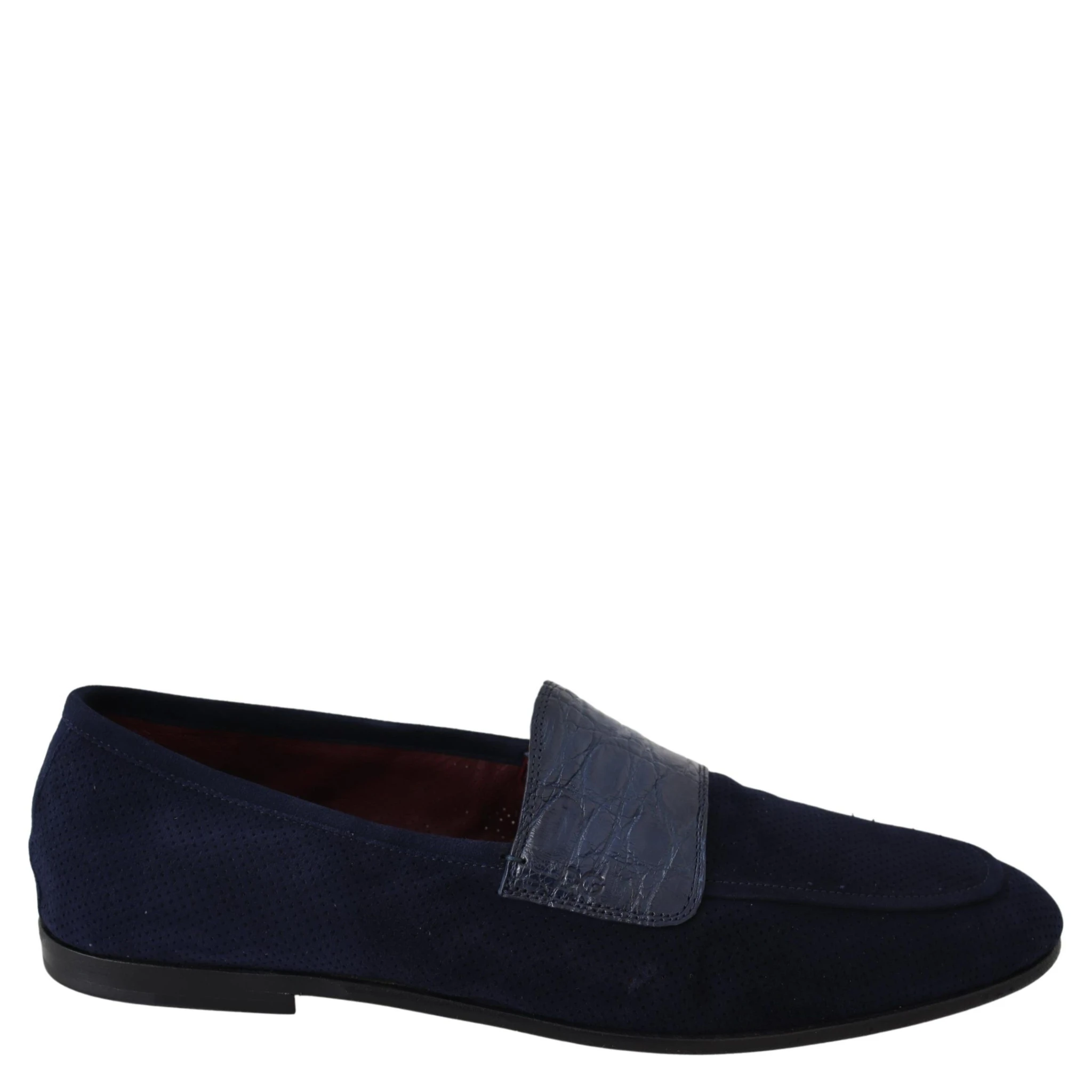 Blue Suede Caiman Loafers Slippers Shoes