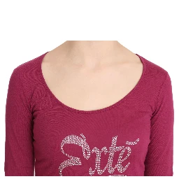 Pink Exte Crystal Embellished Long Sleeve Top