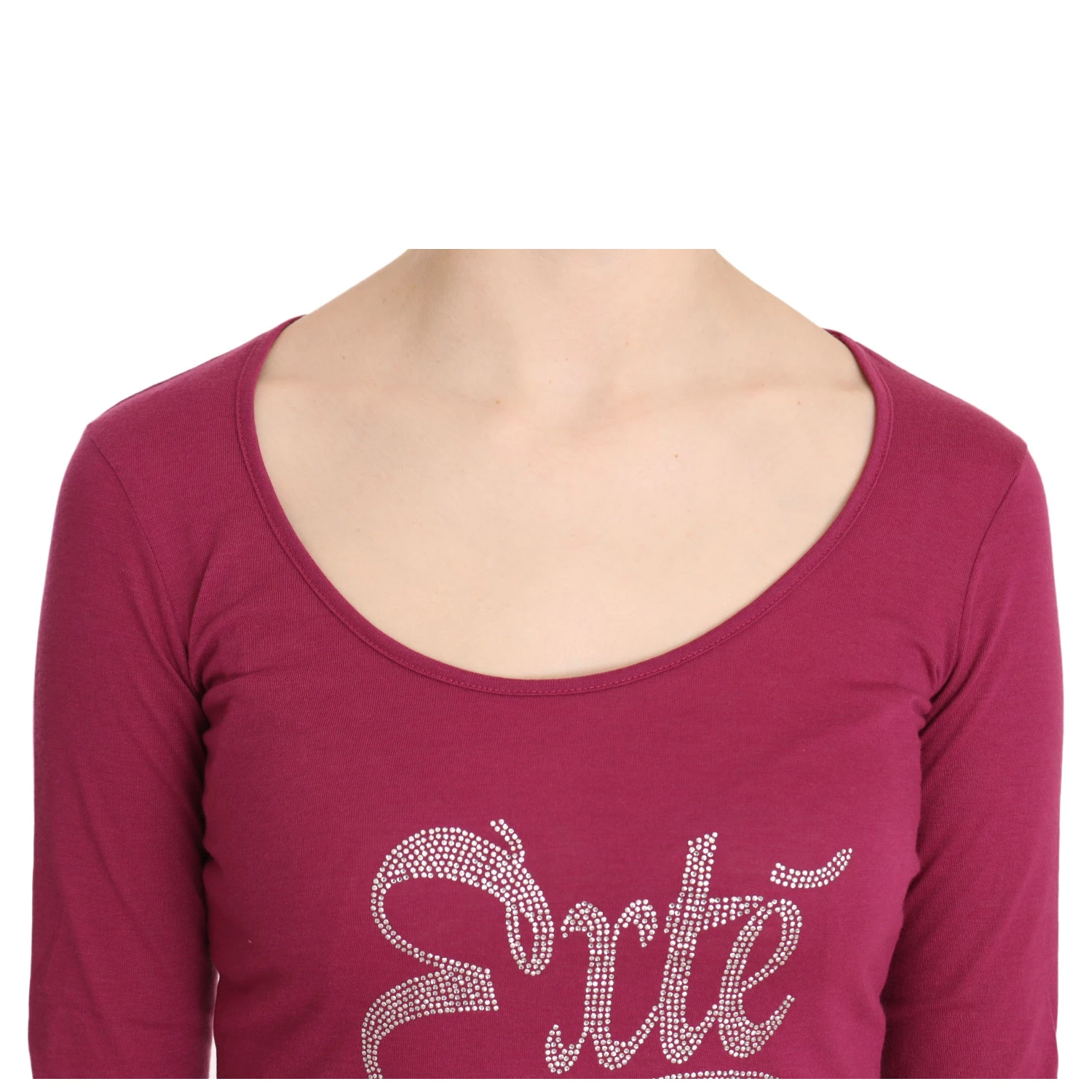 Pink Exte Crystal Embellished Long Sleeve Top