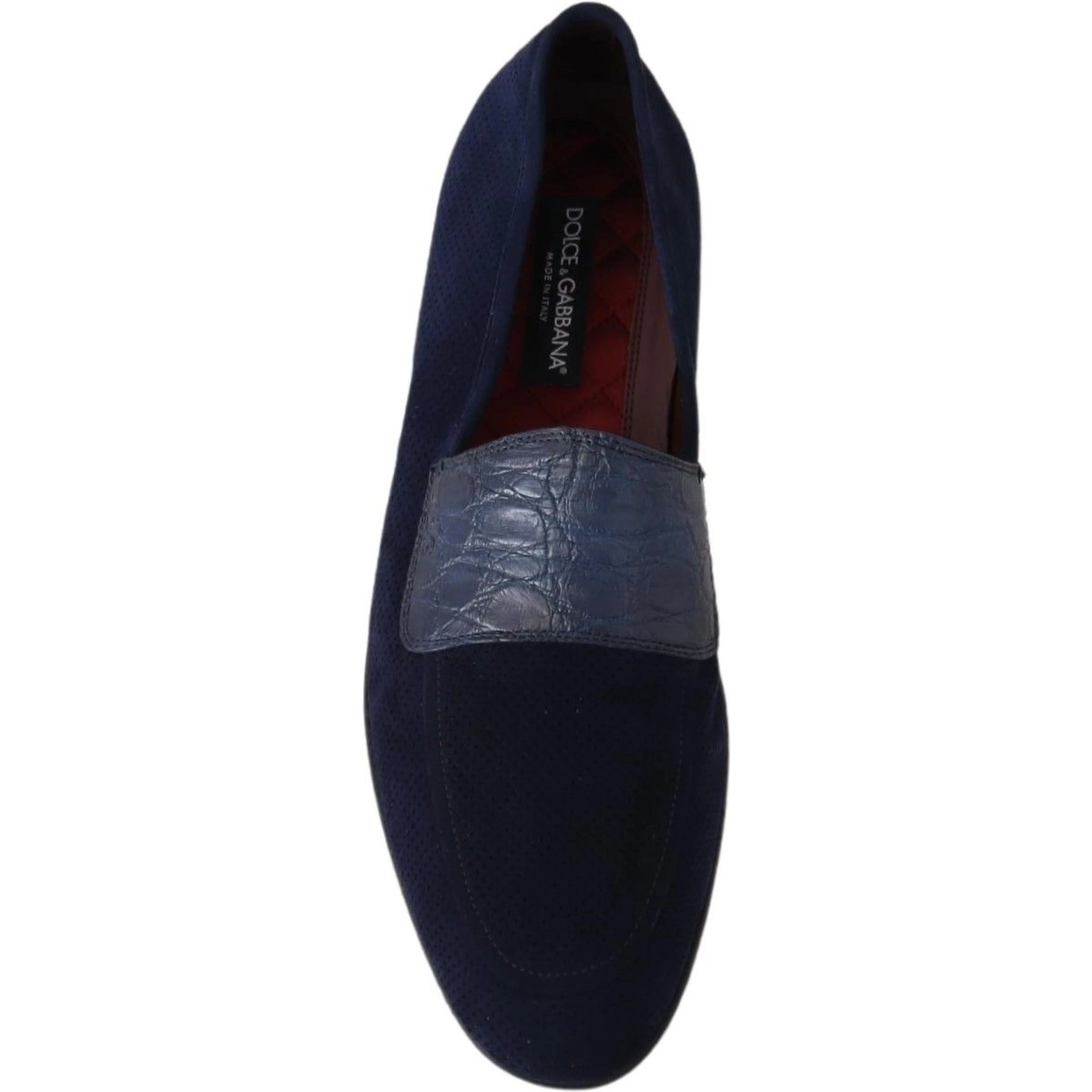 Blue Suede Caiman Loafers Slippers Shoes