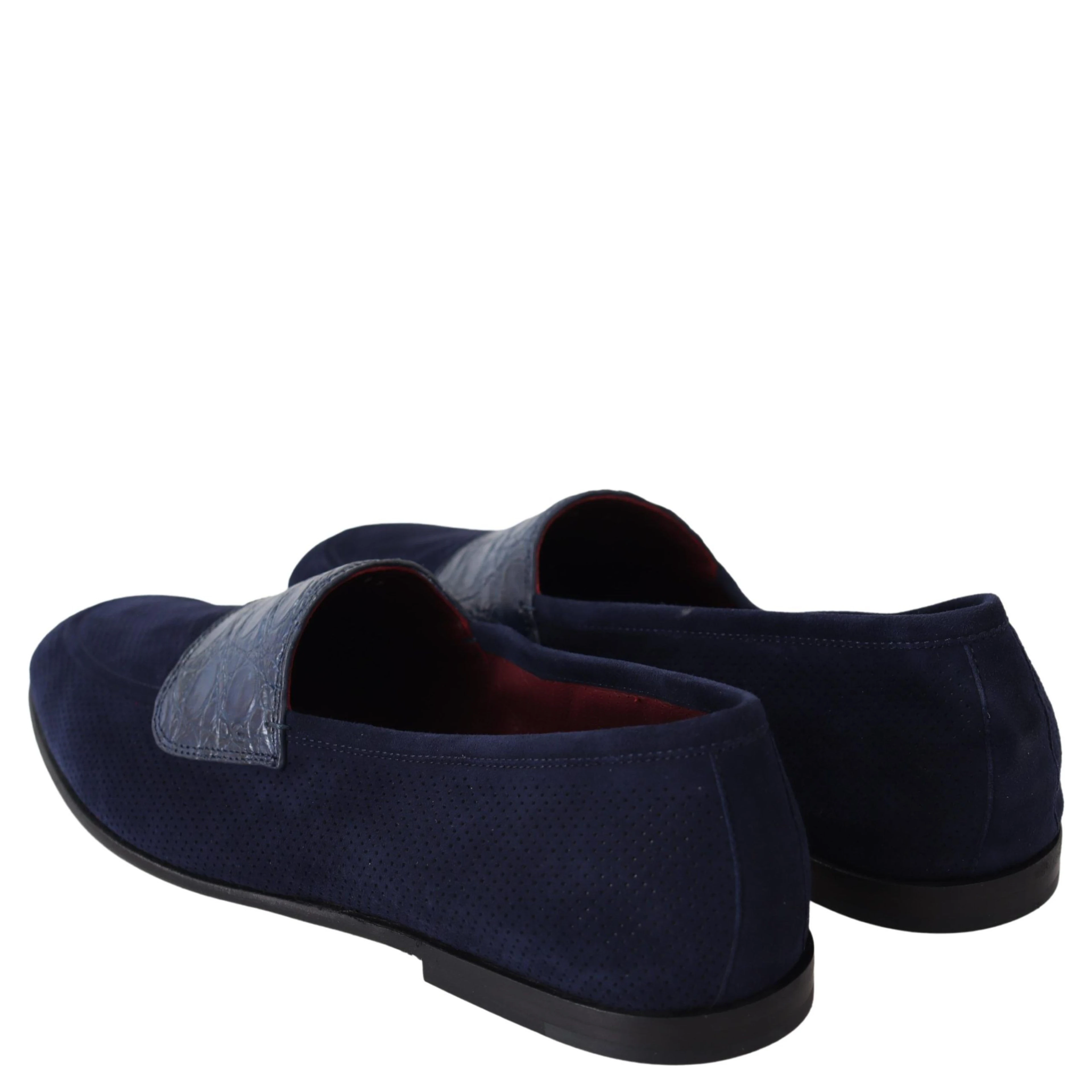 Blue Suede Caiman Loafers Slippers Shoes