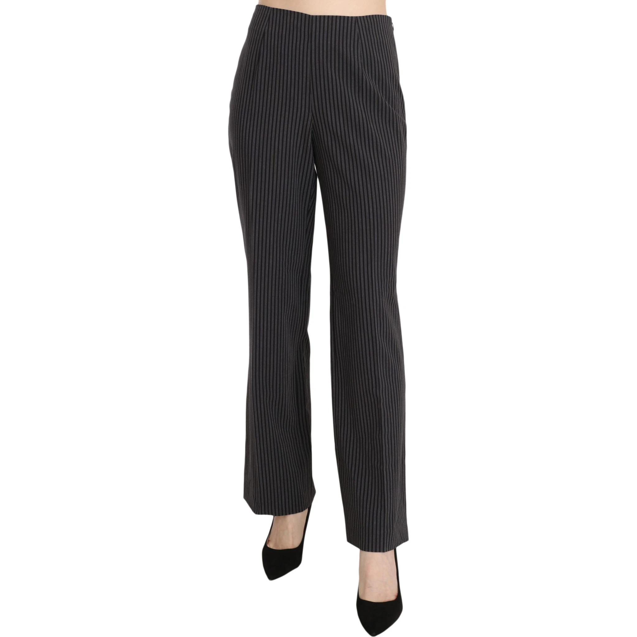 Black Striped Cotton Sretch Dress Trousers Pants