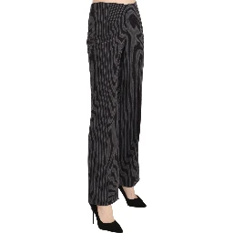 Black Striped Cotton Sretch Dress Trousers Pants