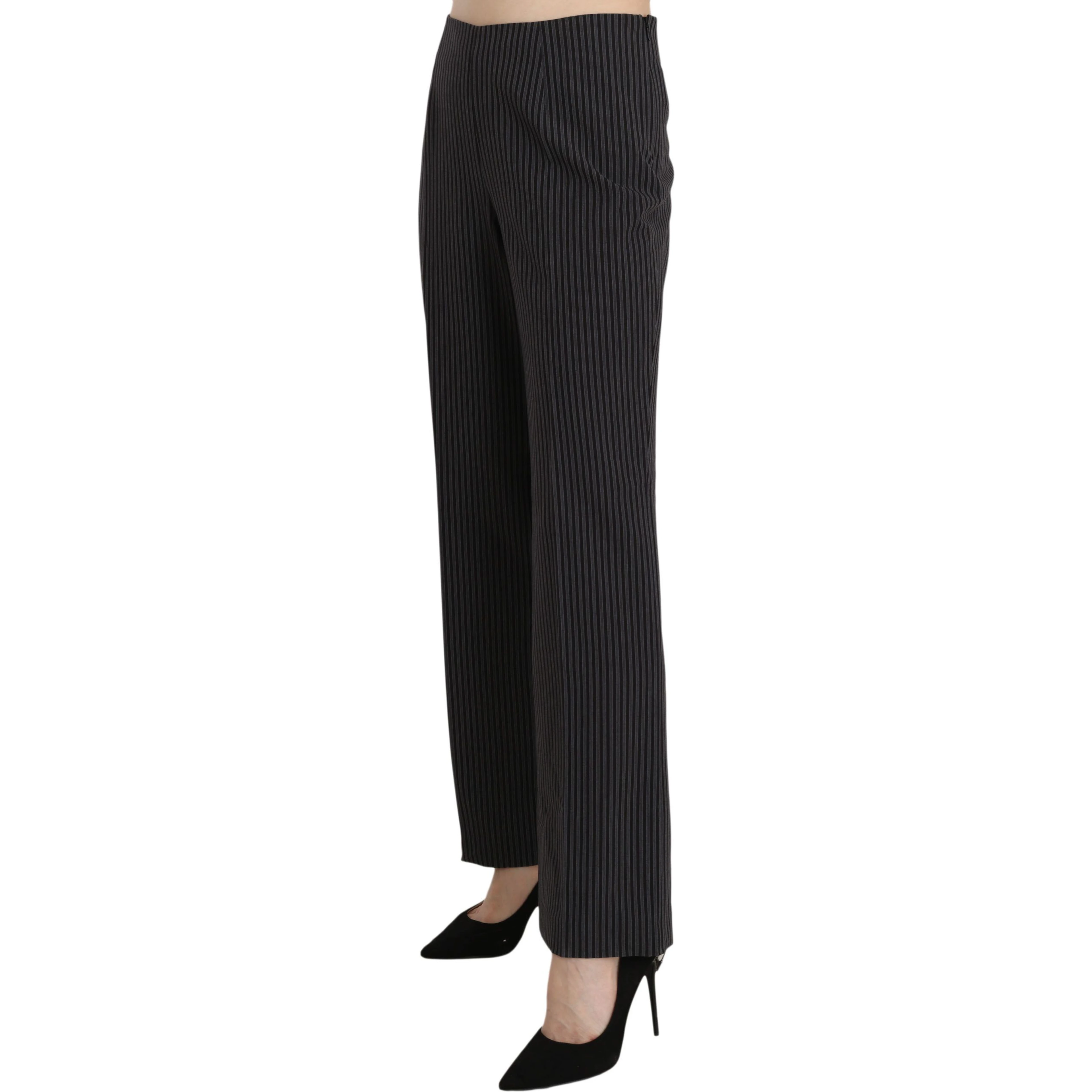 Black Striped Cotton Sretch Dress Trousers Pants