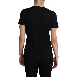 Black Wool Round Neck Short Sleeves T-shirt