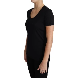 Black Wool Round Neck Short Sleeves T-shirt