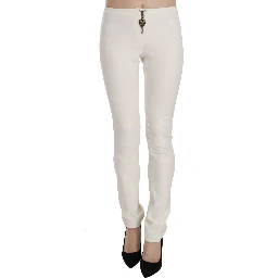 White Mid Waist Skinny Dress Trousers Pants