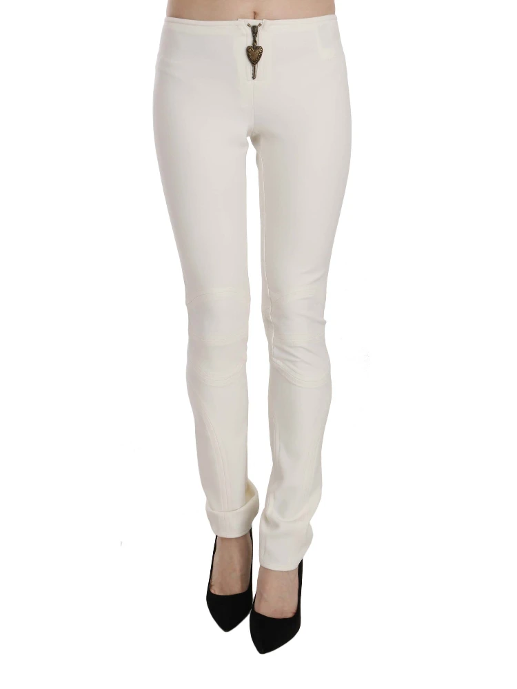 White Mid Waist Skinny Dress Trousers Pants
