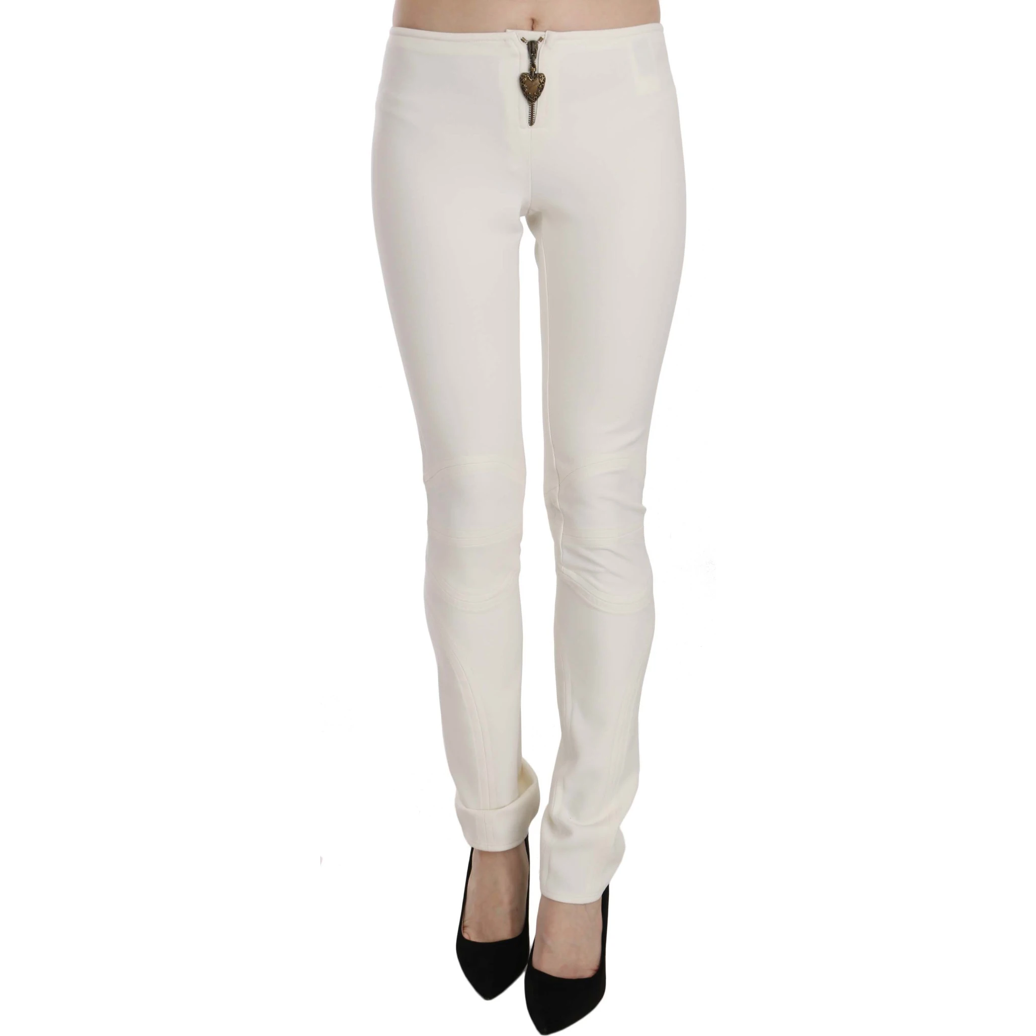 White Mid Waist Skinny Dress Trousers Pants