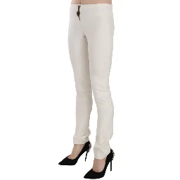 White Mid Waist Skinny Dress Trousers Pants