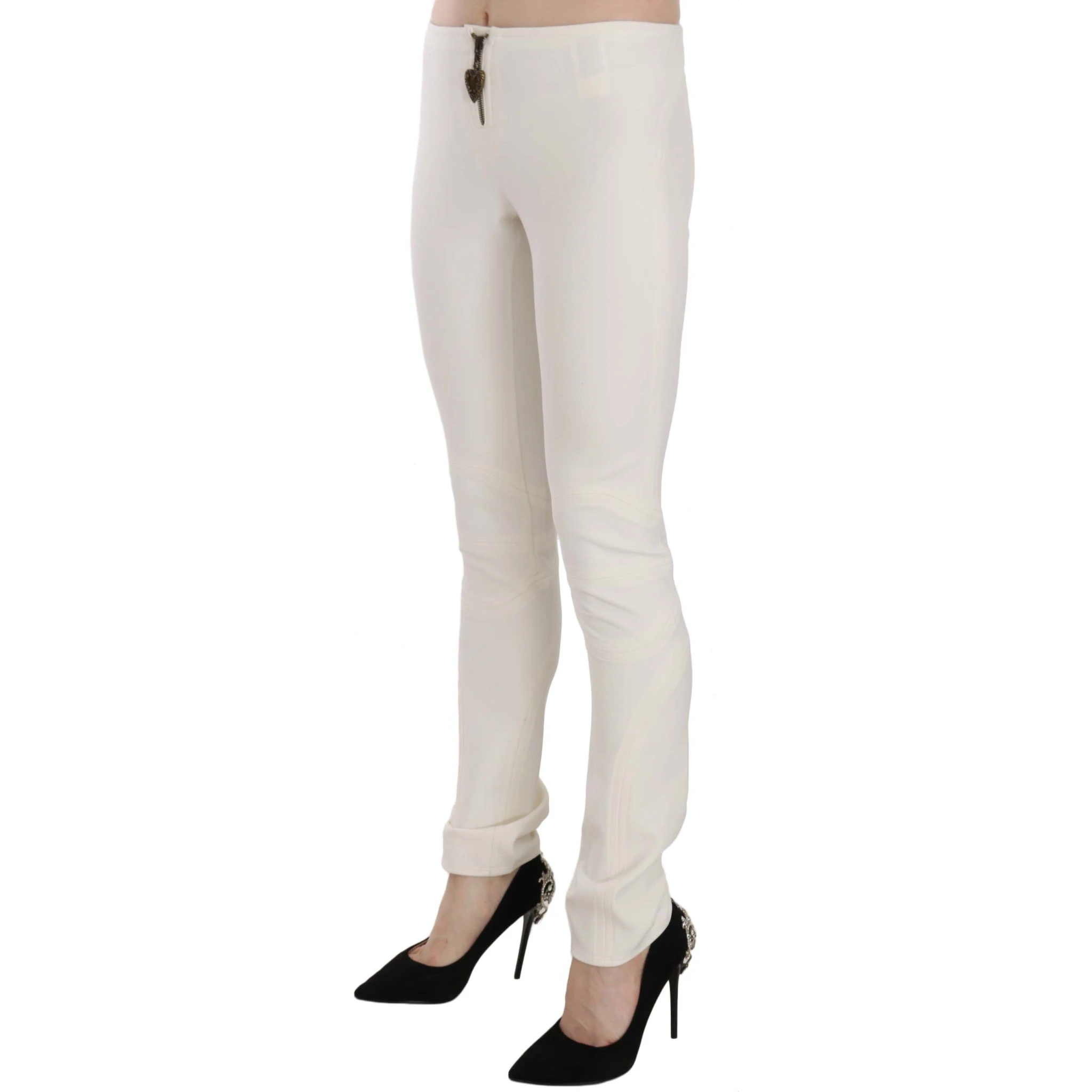 White Mid Waist Skinny Dress Trousers Pants