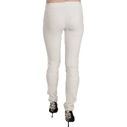 White Mid Waist Skinny Dress Trousers Pants