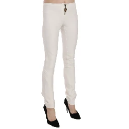 White Mid Waist Skinny Dress Trousers Pants