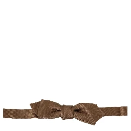 Men Brown Gold Adjustable Neck Papillon Bow Tie