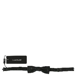 Men Gray Pattern Silk Adjustable Neck Papillon Bow Tie