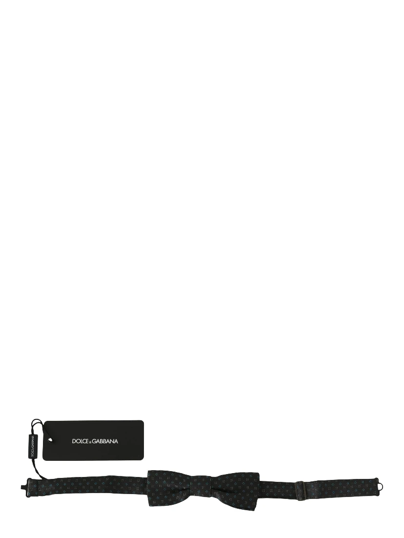 Men Gray Pattern Silk Adjustable Neck Papillon Bow Tie