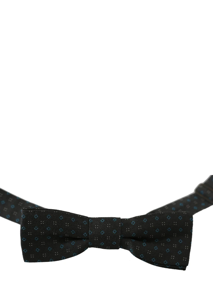 Men Gray Pattern Silk Adjustable Neck Papillon Bow Tie alternative