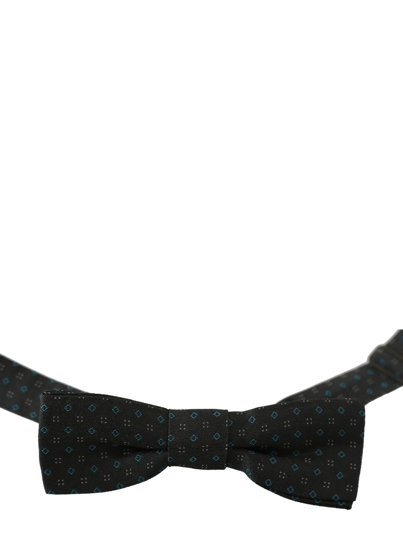 Men Gray Pattern Silk Adjustable Neck Papillon Bow Tie