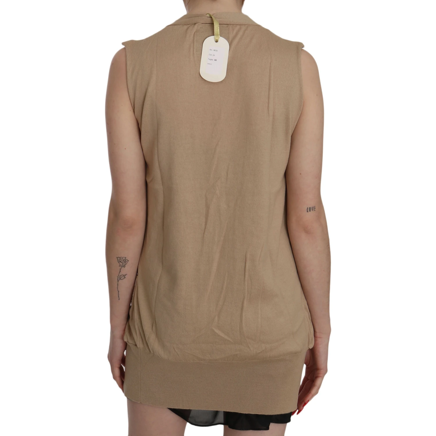 Brown 100% Cotton Sleeveless Cardigan Top Vest