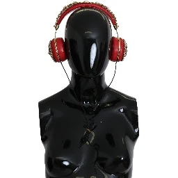 FRENDS Leather Red Floral Crystal Headset Headphones