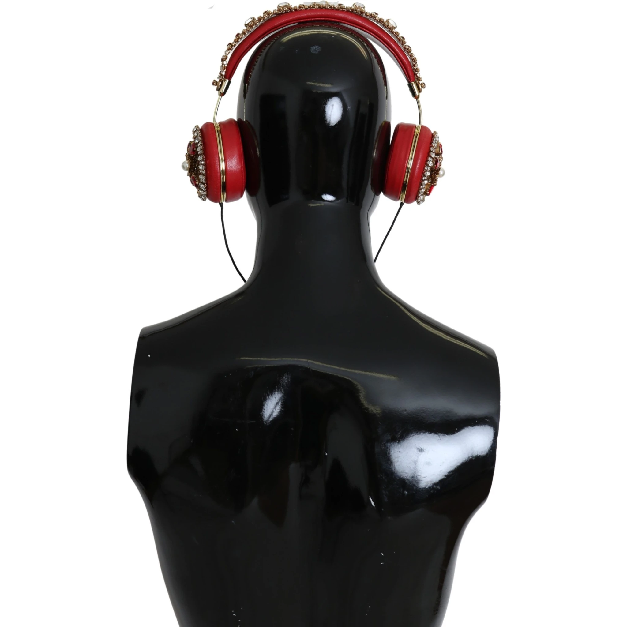 FRENDS Leather Red Floral Crystal Headset Headphones