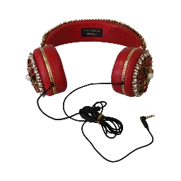 FRENDS Leather Red Floral Crystal Headset Headphones