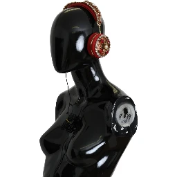 FRENDS Leather Red Floral Crystal Headset Headphones