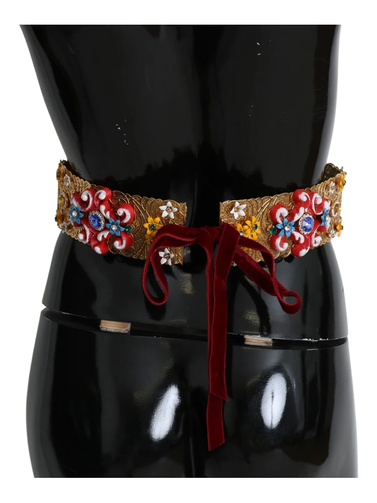 multicolor Embellished Floral Crystal Wide Waist Belt alternative