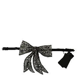 Silver Tone 100% Silk Crystal Embellished Women  Bowtie