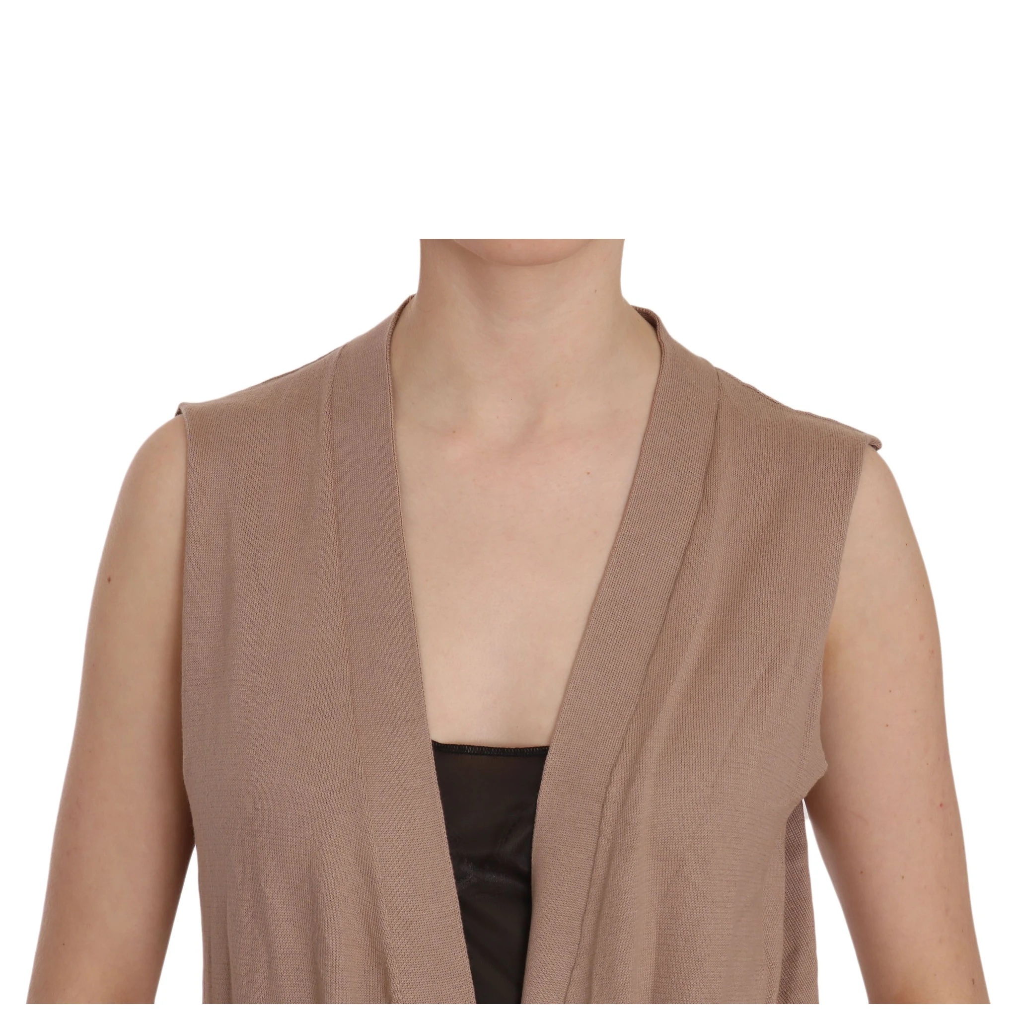 Brown 100% Cotton Sleeveless Cardigan Top Vest