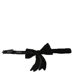 Gold Tone Silk Rhinestone Embellished Women Bowtie