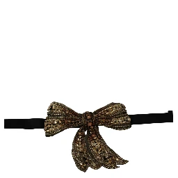 Gold Tone Silk Rhinestone Embellished Women Bowtie
