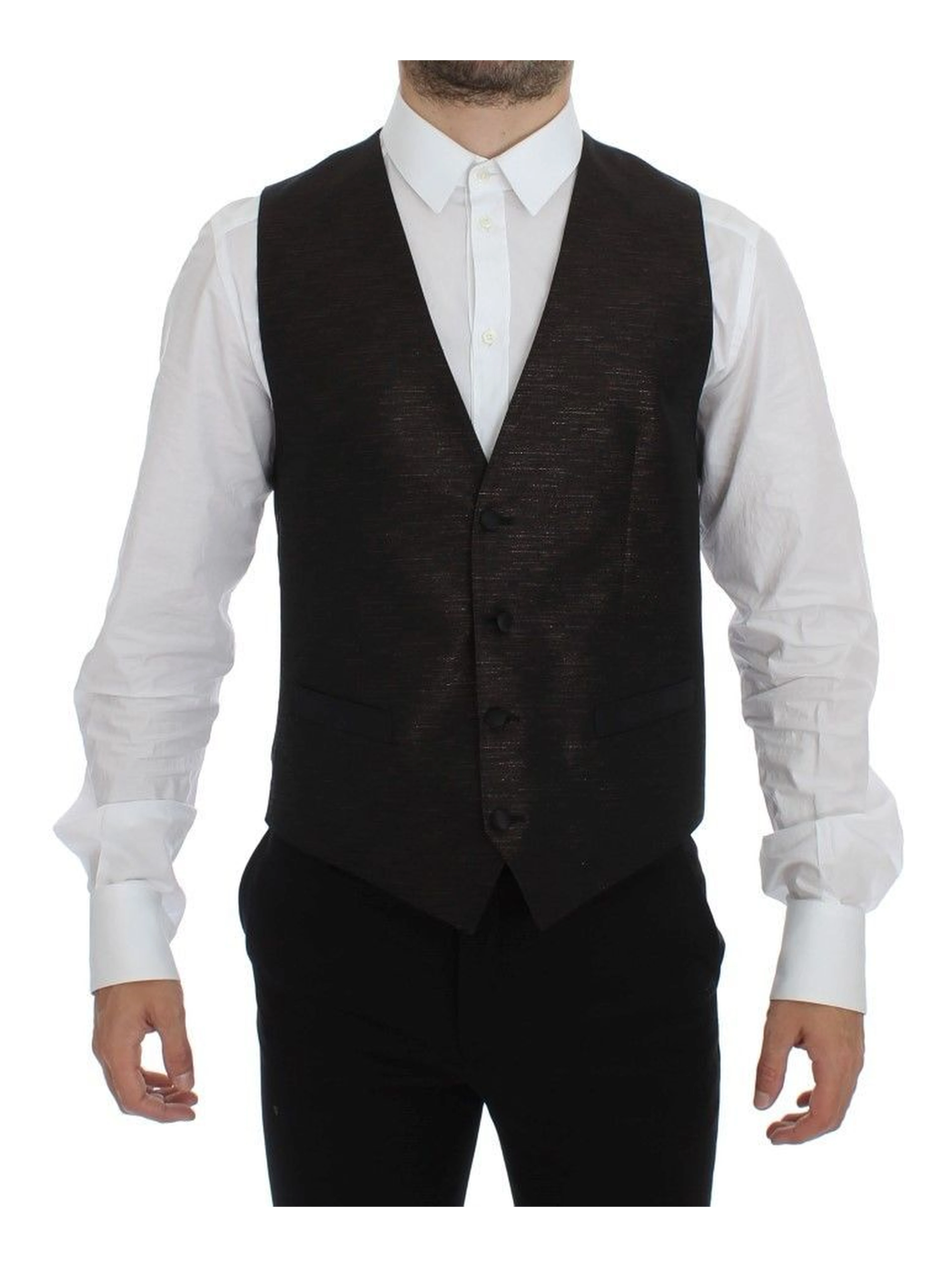 Black Wool Logo Dress Gilet Vest