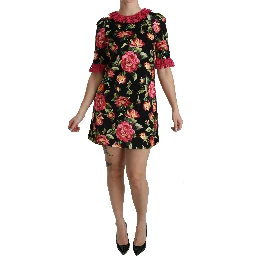 Floral Pink Lace A-Line Shift Mini Dress