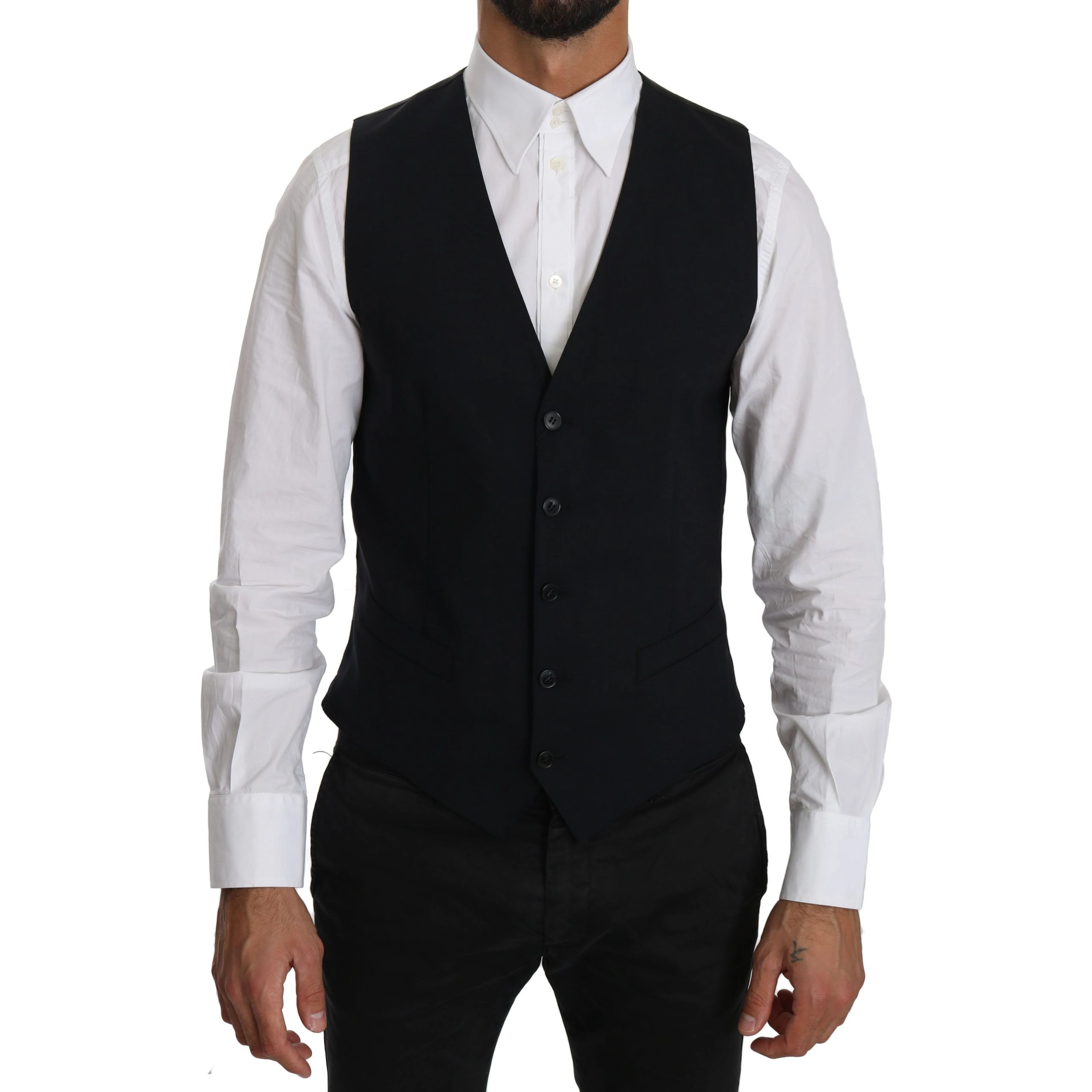 Blue Wool Waistcoat Formal Gilet Vest