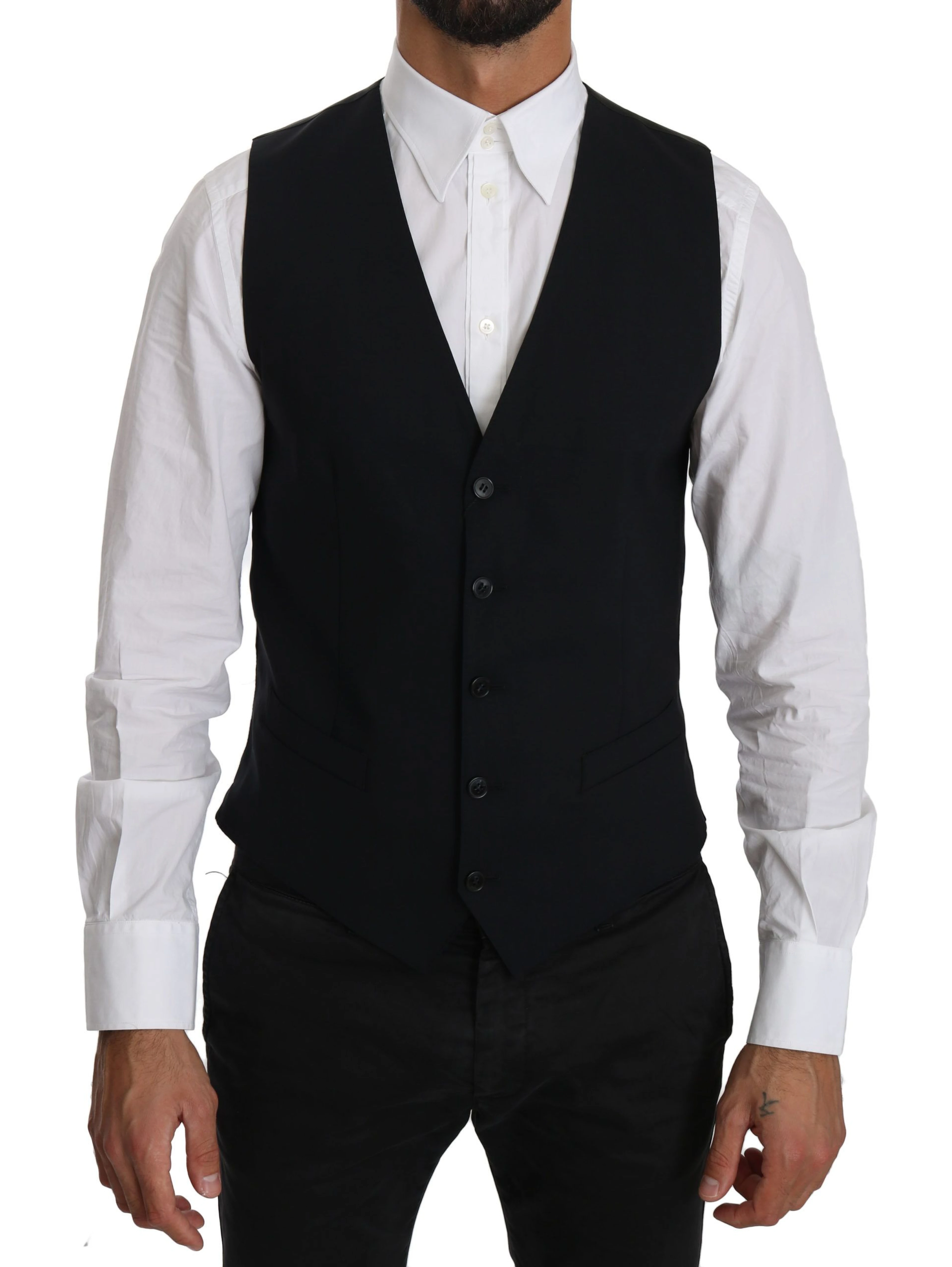 Blue Wool Waistcoat Formal Gilet Vest